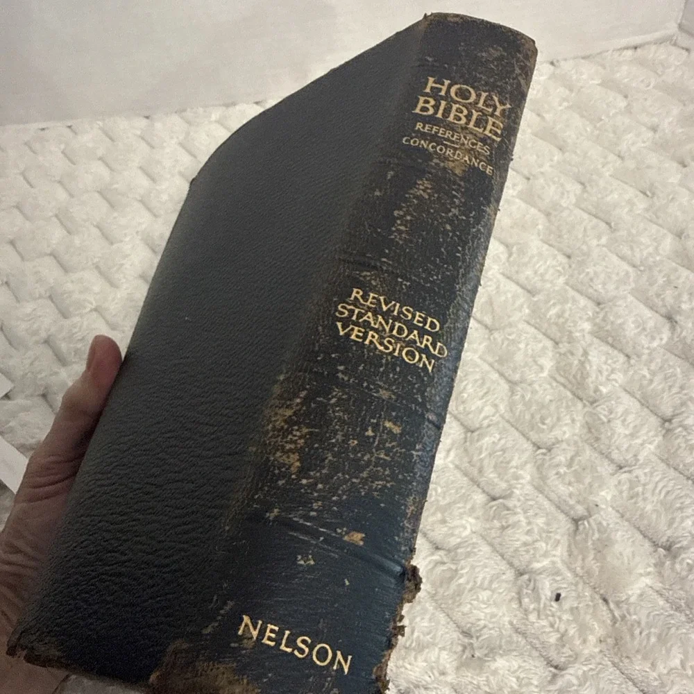 Vintage Holy Bible Black KJV Reference Ed Nelson 1959 Personalized Burba 1964
